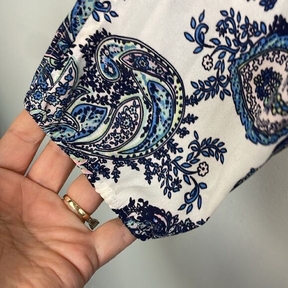 DR2 Shift Dress Paisley Print front tussles split sleeves size Medium - Picture 6 of 16